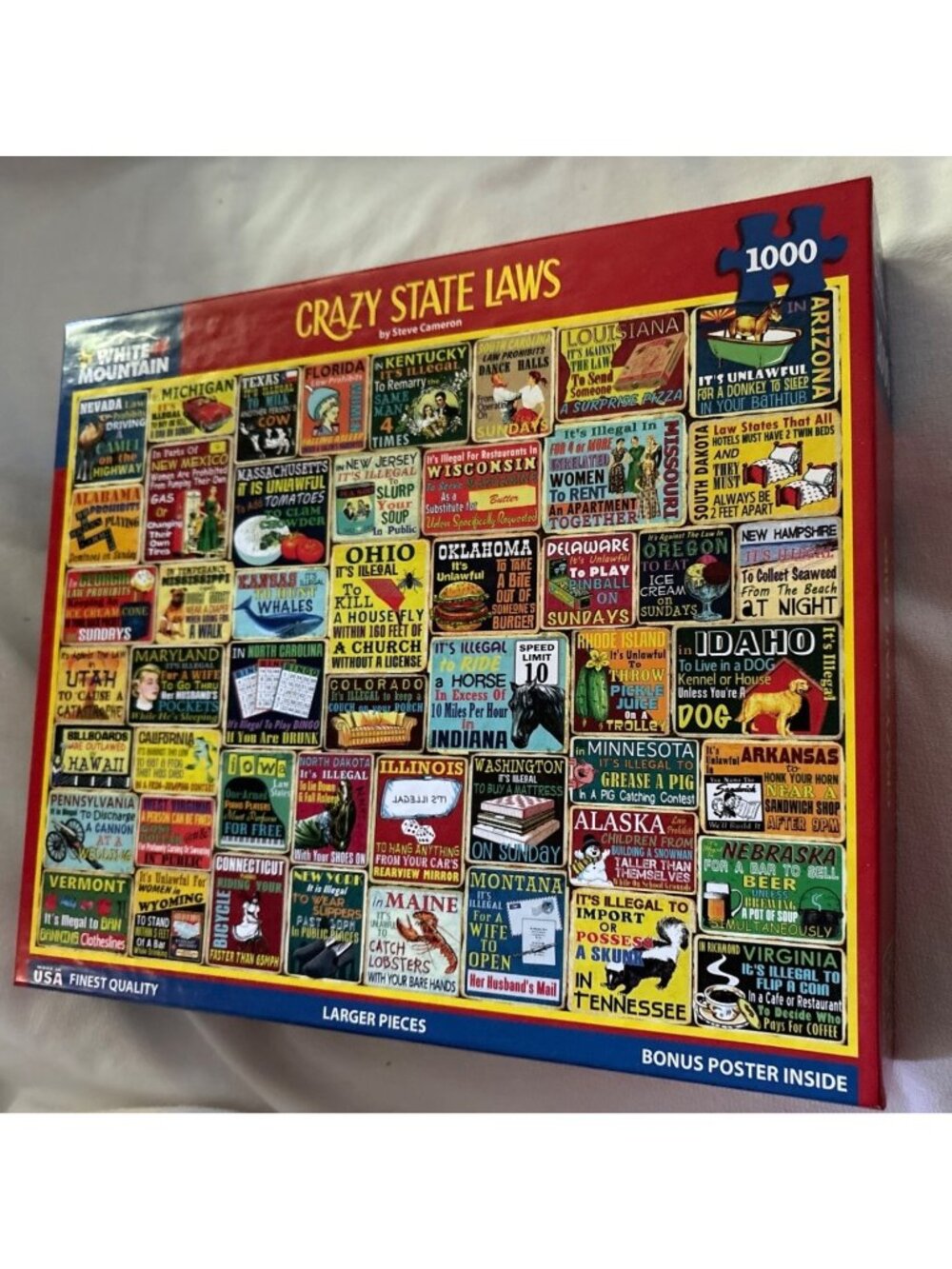 Crazy State Laws Jigsaw Puzzle 1000 Pieces By White Mountain With Bonus Poster I